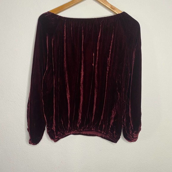 Mes Desmoiselles Maroon Burgundy Velvet Off Shoulder Blouse 36 - Picture 5 of 5